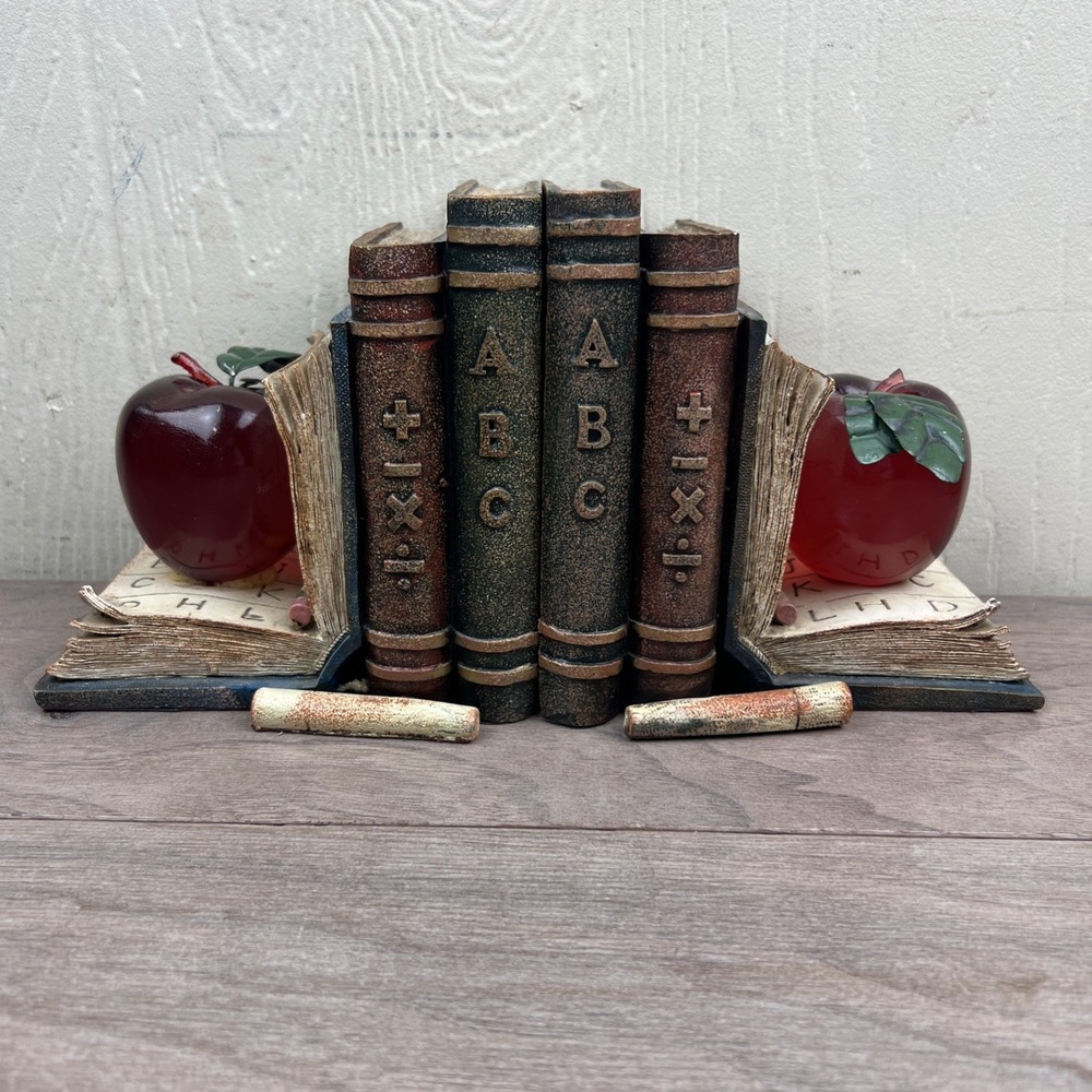 Vintage School Teacher Book Ends with Apple